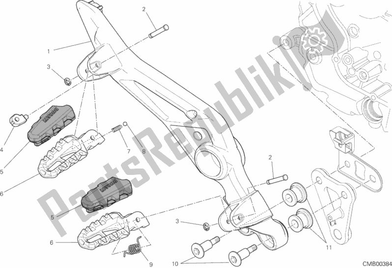 Tutte le parti per il Poggiapiedi, Giusto del Ducati Hypermotard Hyperstrada USA 821 2013